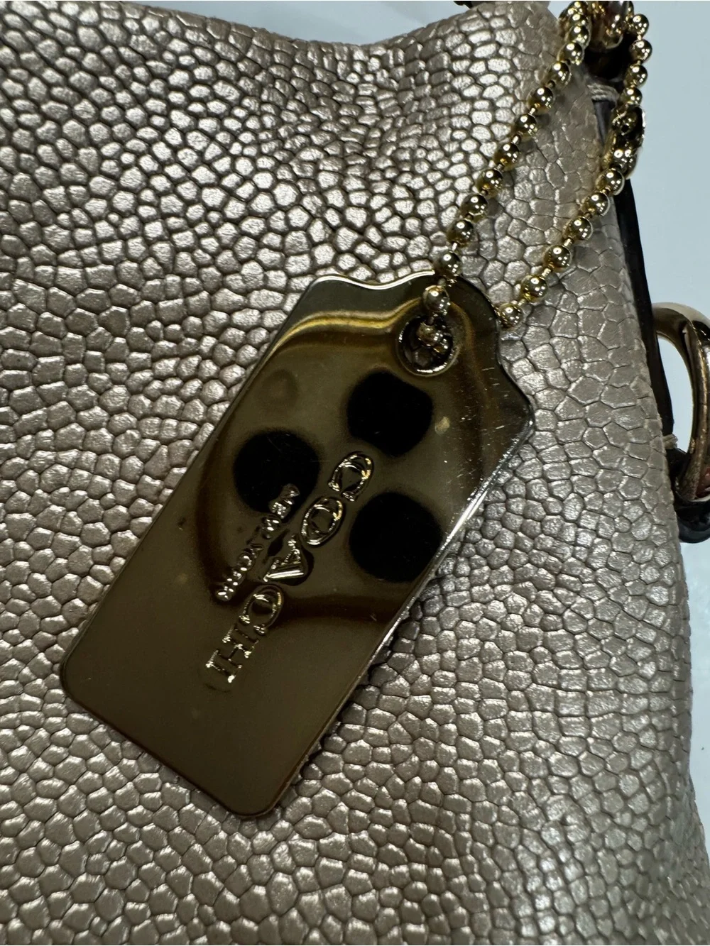 Coach Kelsey Metallic Pebbled Leather Shoulder Hobo